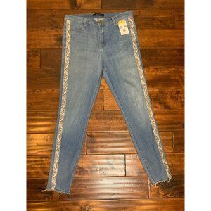 J Brand Light Wash Maria Slim Leg Blue Jeans Snakeskin Stripe Size 31